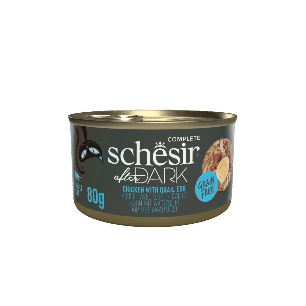 Schesir After Dark kat blik bouillon kip&kwartelei 80gr