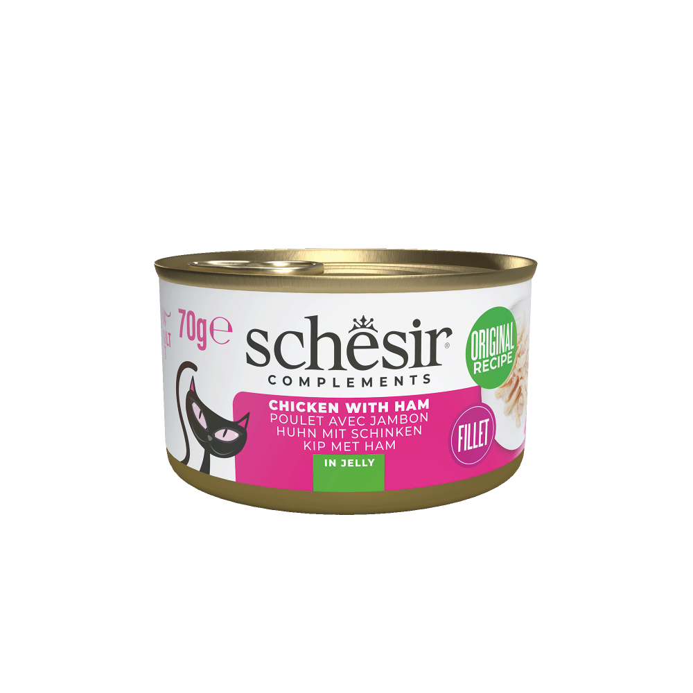 Schesir Complementary kat blik gelei kip&ham 70gr