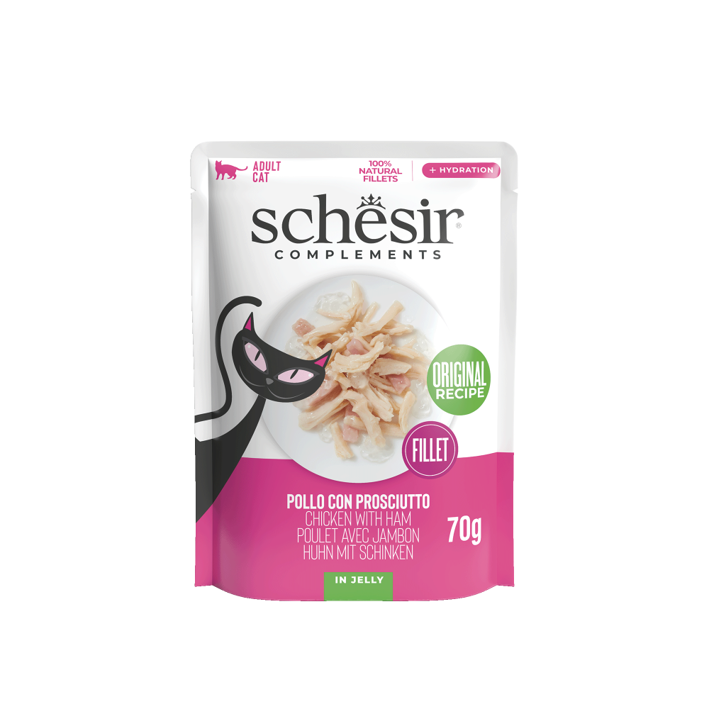 Schesir Complementary kat pouch gelei kip&ham 70gr