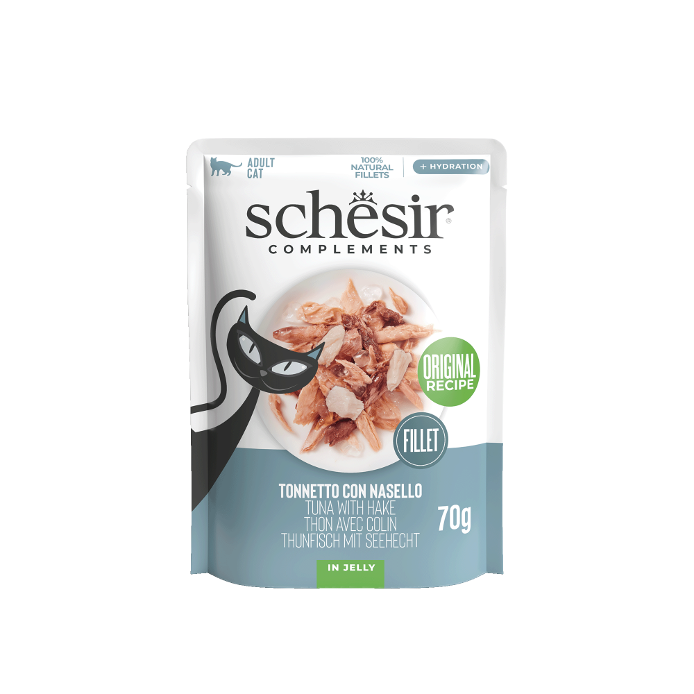 Schesir Complementary kat pouch gelei tonijn&heek 70gr