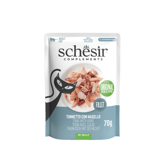 Schesir Complementary kat pouch gelei tonijn&heek 70gr