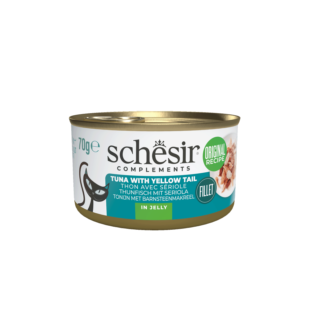 Schesir Complementary kat blik gelei tonijn&yellow tail 70gr