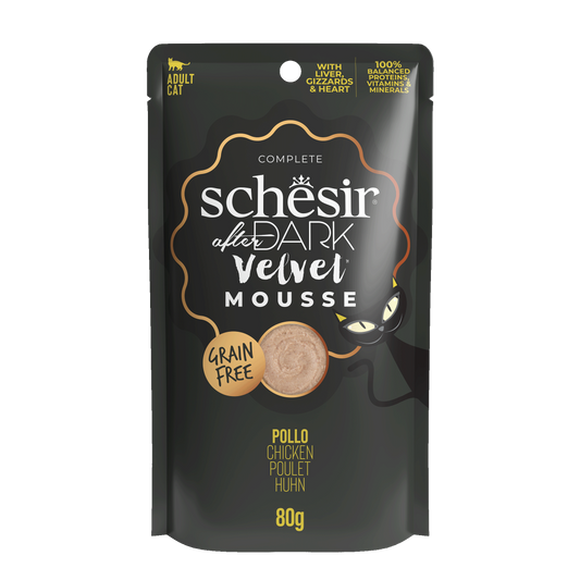 Schesir After Dark velvet kat pouch mousse kip 80gr