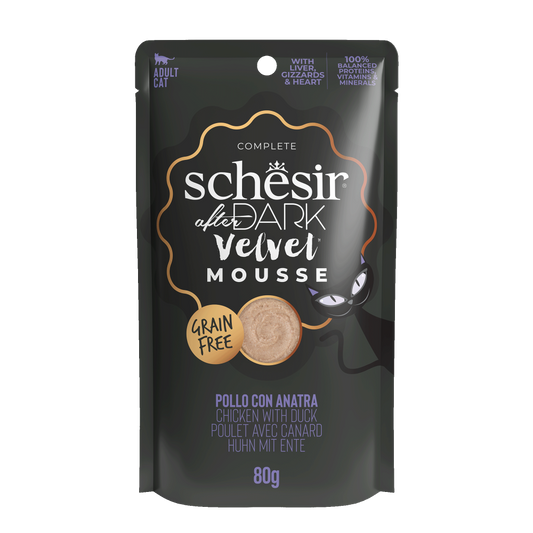Schesir After Dark velvet kat pouch mousse kip&eend 80gr