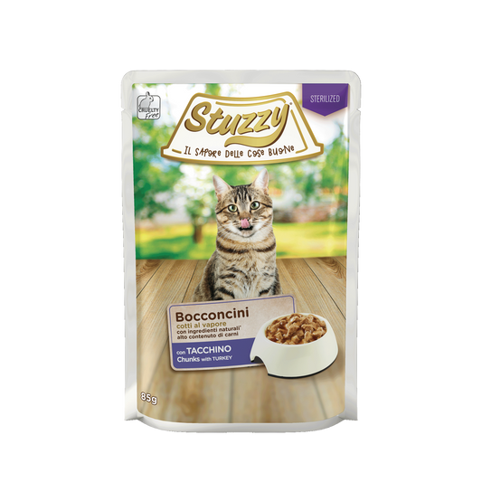 Stuzzy Kat Chunks Sterilized kalkoen 85gr