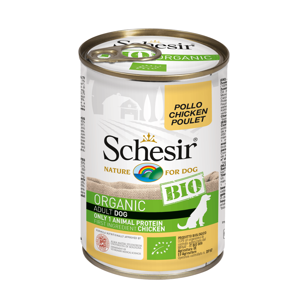 Schesir Bio hond blik paté kip 400gr