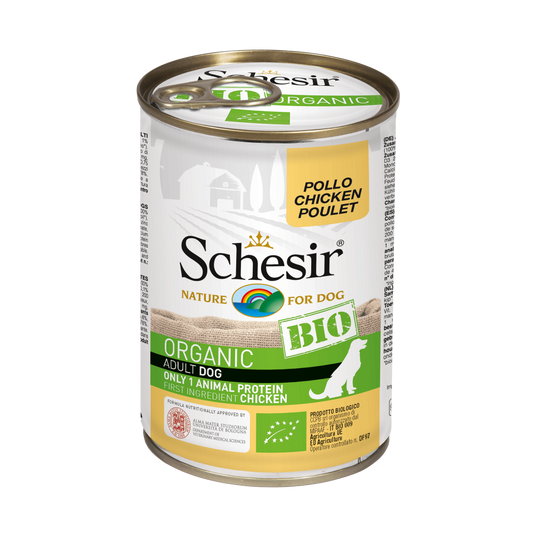 Schesir Bio hond blik paté kip 400gr