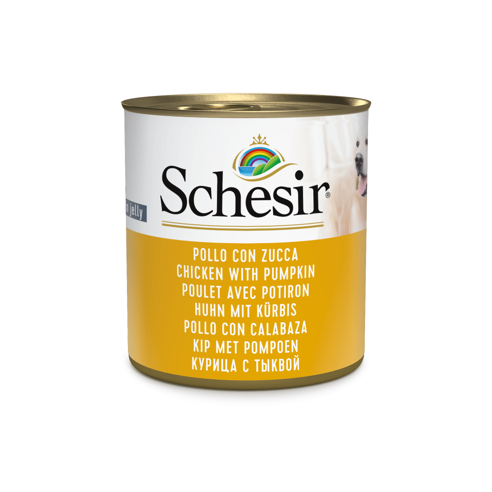 Schesir hond blik gelei kip&pompoen 285gr