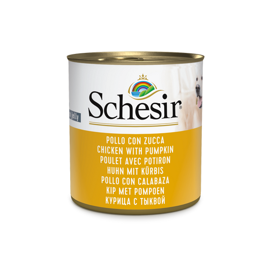 Schesir hond blik gelei kip&pompoen 285gr