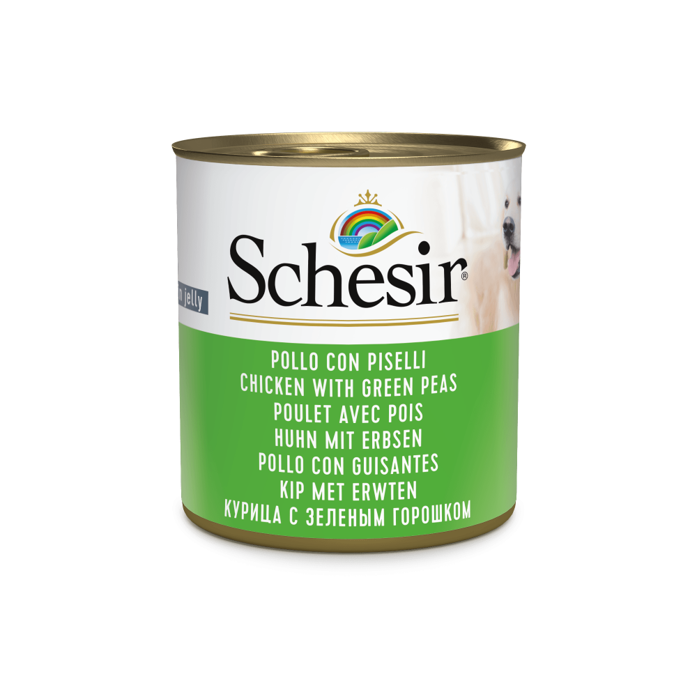 Schesir hond blik gelei kip&erwten 285gr