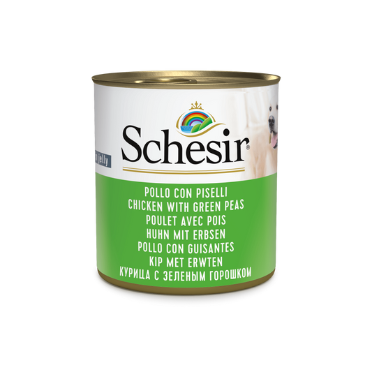 Schesir hond blik gelei kip&erwten 285gr