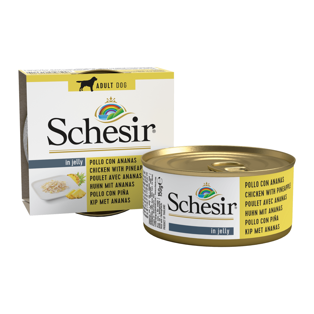 Schesir hond blik gelei kip&ananas 150gr