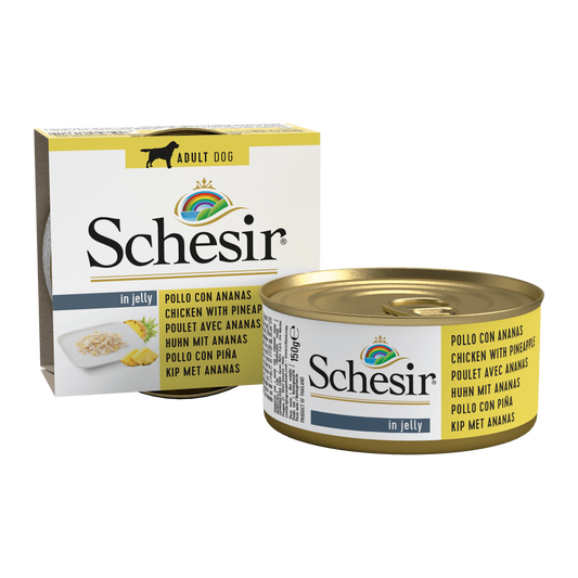 Schesir hond blik gelei kip&ananas 150gr