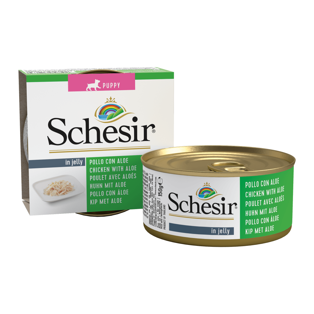 Schesir puppy blik gelei kip&aloe 150gr