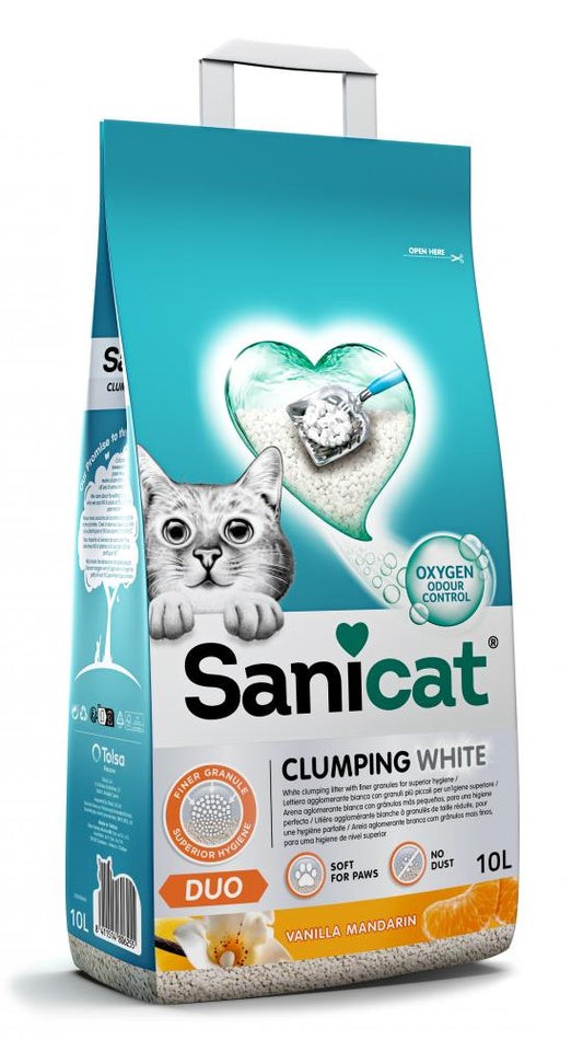 Sanicat clumping white duo vanilla & mandarin 10ltr