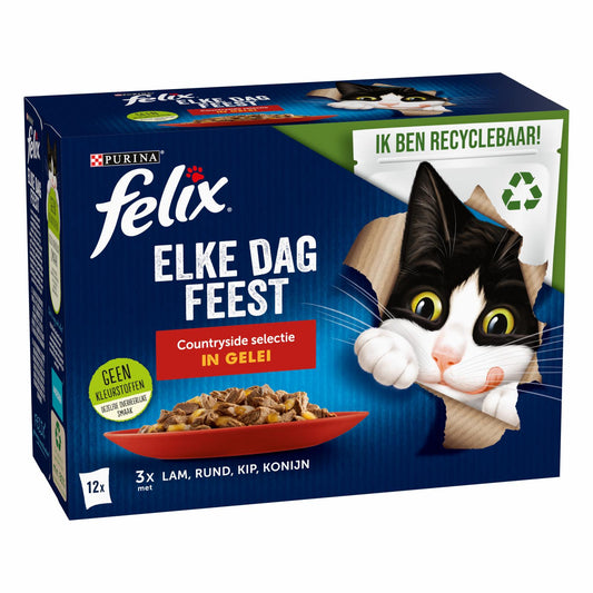 Afbeelding van Felix Elke Dag Feest Katten Natvoer in Gelei – Countryside Selectie 12x85g