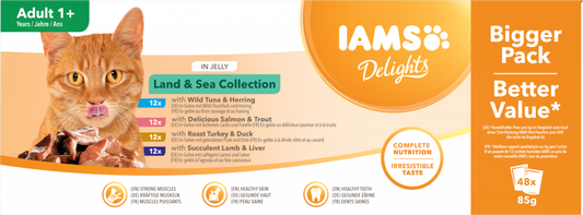 Iams Delights pouch adult land&sea jelly mp 48x85gr