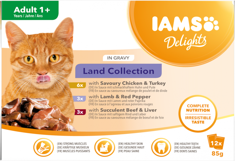 Iams Delights pouch adult land gravy mp 12x85gr
