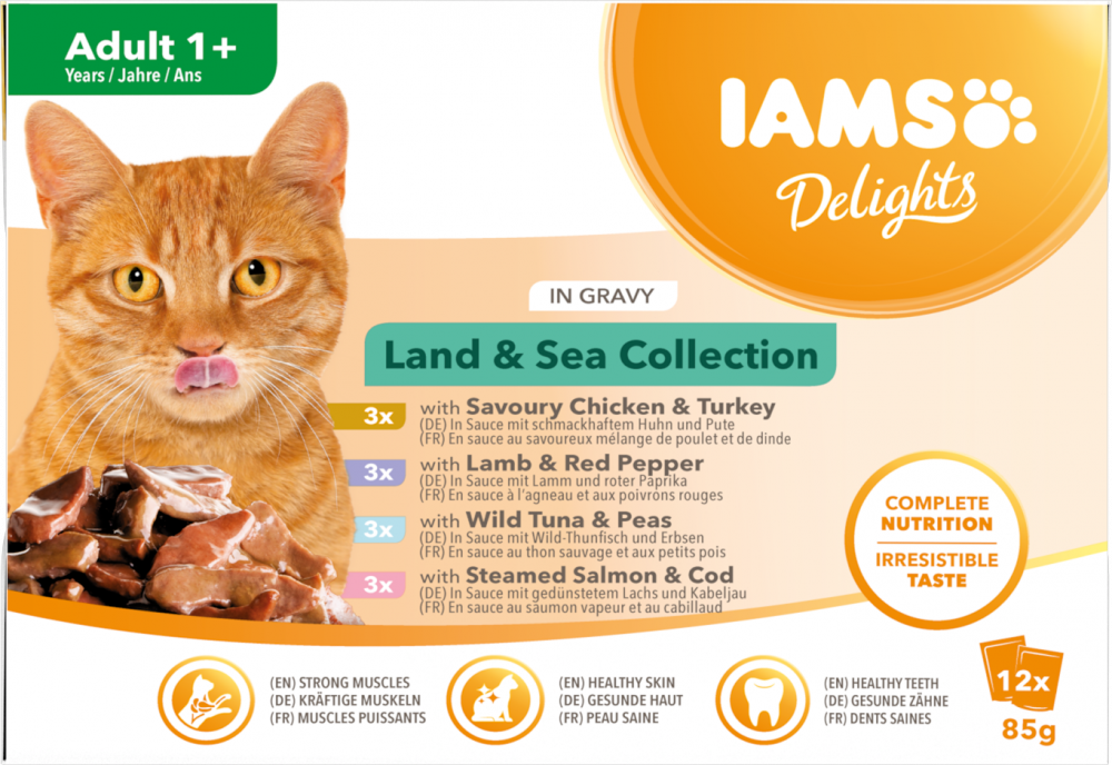 Iams Delights pouch adult land&sea gravy mp 12x85gr
