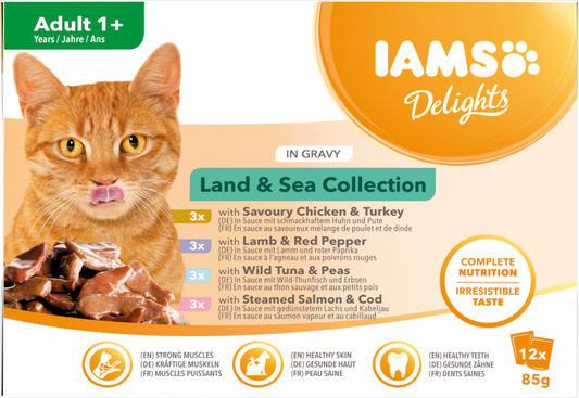 Iams Delights pouch adult land&sea gravy mp 12x85gr