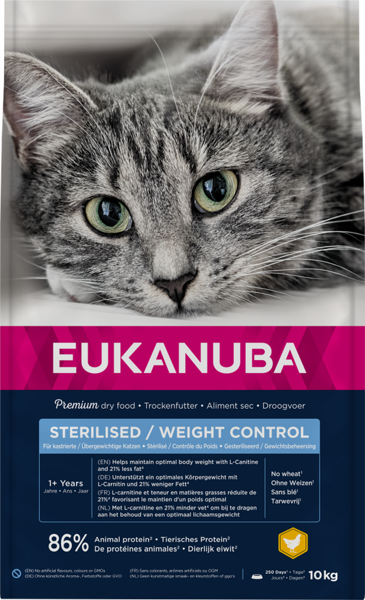 Eukanuba cat adult sterilised/weight control chicken 10kg