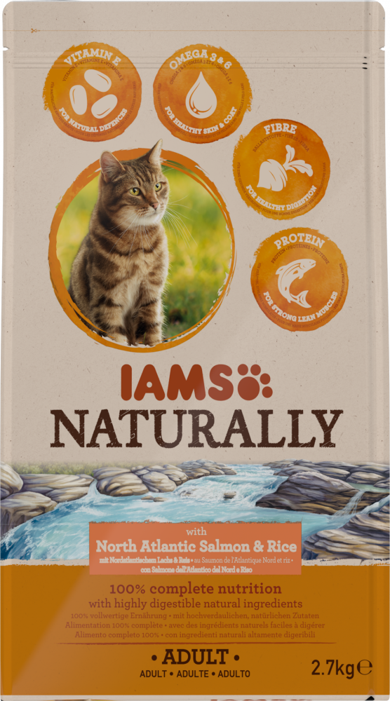 Iams Naturally cat adult north atlantic salm&rice 2,7kg