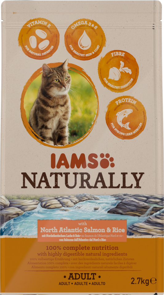 Iams Naturally cat adult north atlantic salm&rice 2,7kg