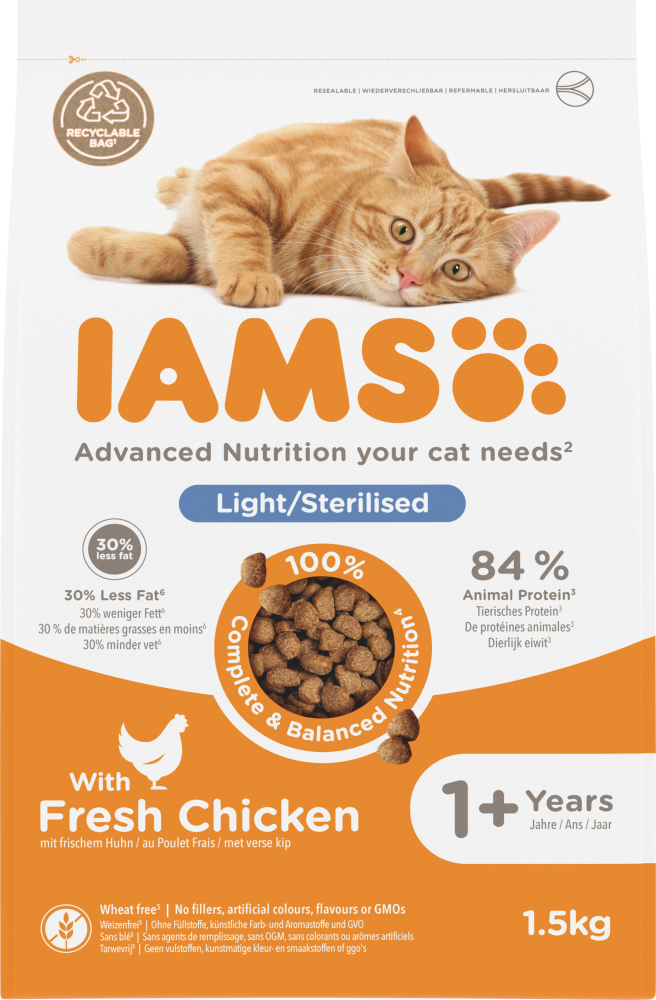 Iams cat adult sterilised/overweight chicken 1,5kg