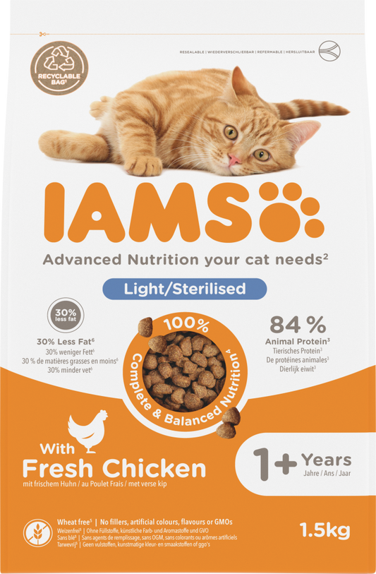 Iams cat adult sterilised/overweight chicken 1,5kg