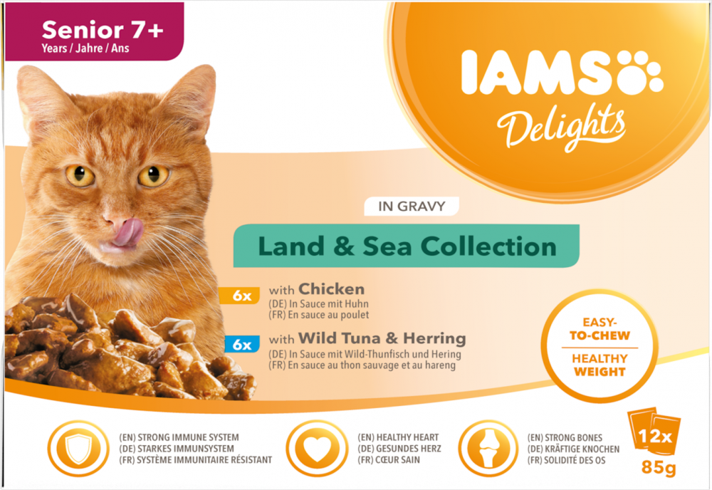Iams Delights pouch senior land&sea gravy mp 12x85gr