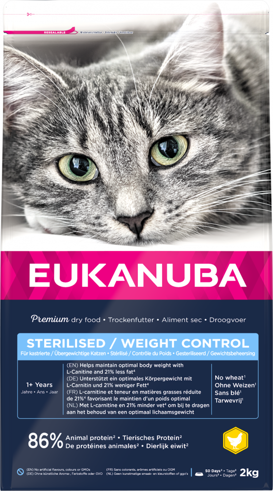 Eukanuba cat adult sterilised/weight control chicken 2kg