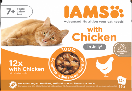Iams Delights pouch senior chicken jelly mp 12x85gr