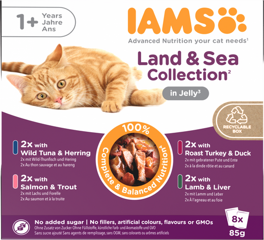 Iams Delights pouch adult land&sea jelly mp 8x85gr