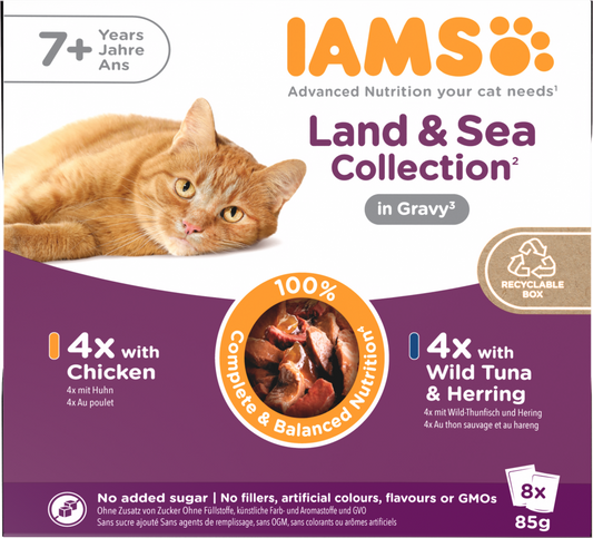 Iams Delights pouch senior land&sea gravy mp 8x85gr