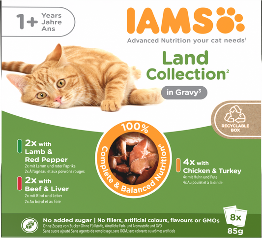 Iams Delights pouch adult land gravy mp 8x85gr