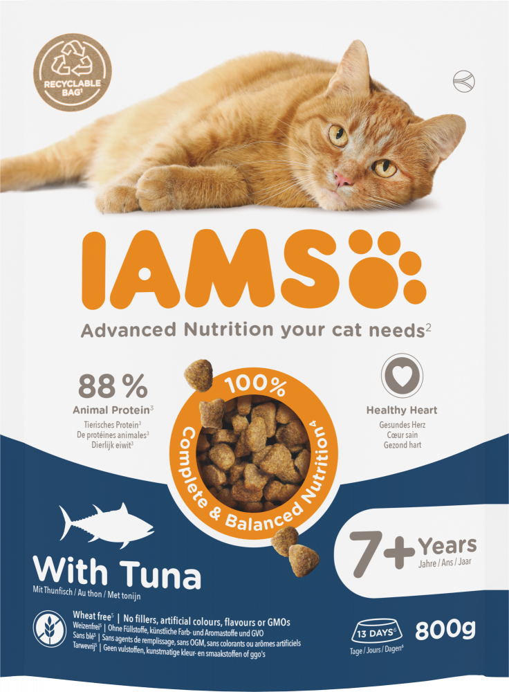 Iams cat senior 7+ tuna 800gr