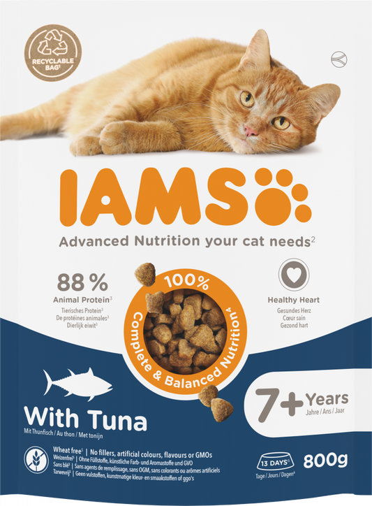 Iams cat senior 7+ tuna 800gr