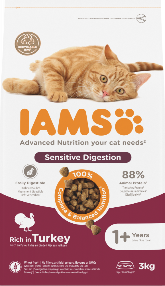 Iams cat adult sensitive digestion turkey 3kg