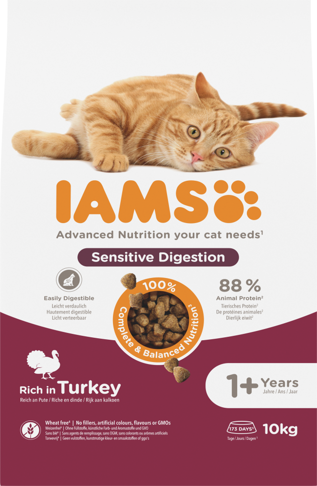 Iams cat adult sensitive digestion turkey 10kg