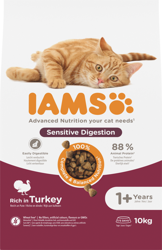 Iams cat adult sensitive digestion turkey 10kg