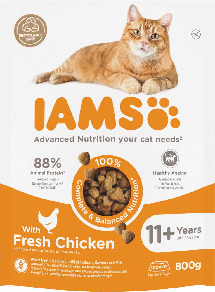Iams cat senior 11+ chicken 800gr