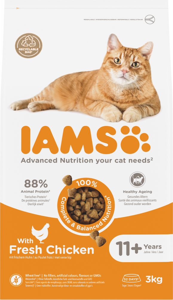 Iams cat senior 11+ chicken 3kg