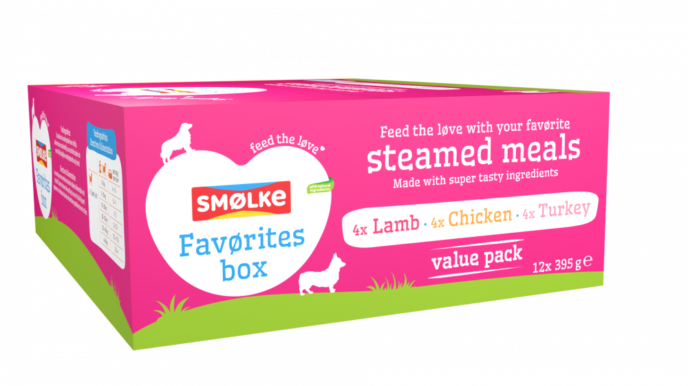Smølke hond vers gestoomd mp favørites box 12x395gr