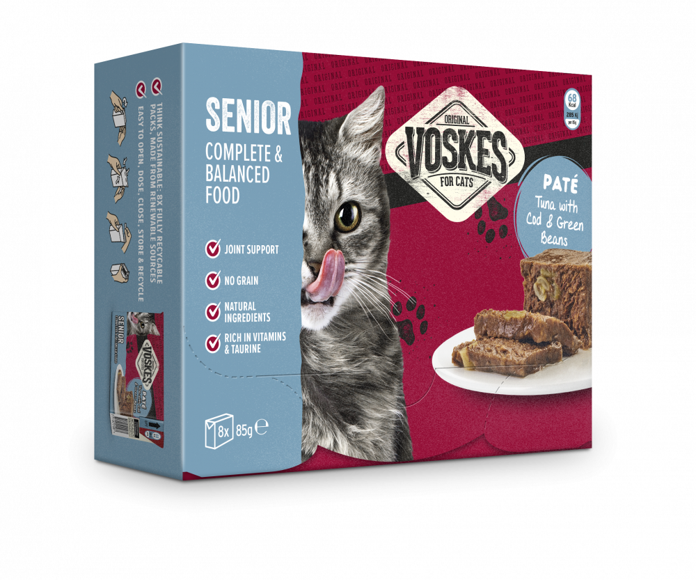 Voskes paté senior tonijn&kabeljauw&sperziebonen 8x85gr
