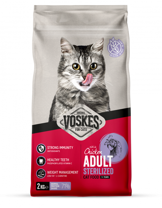 Voskes brok adult sterilized kip 2kg