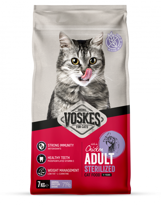 Voskes brok adult sterilized kip 7kg
