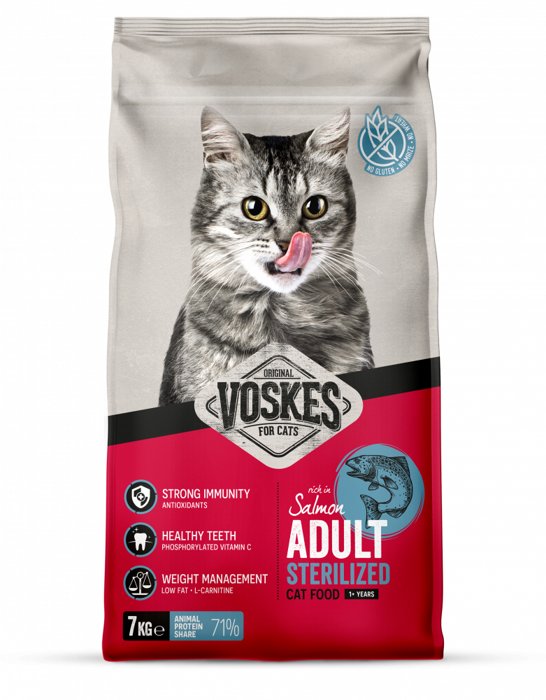 Voskes brok adult sterilized zalm 7kg