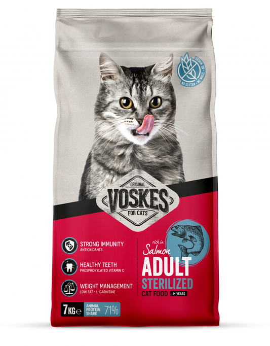 Voskes brok adult sterilized zalm 7kg