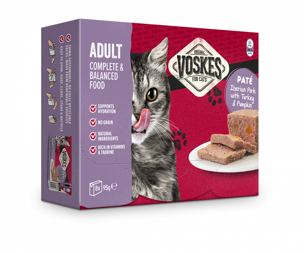 Voskes paté adult iberisch varken&kalkoen&pompoen 8x95gr