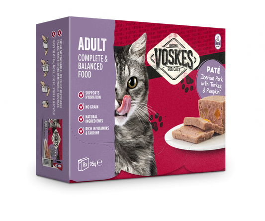 Voskes paté adult iberisch varken&kalkoen&pompoen 8x95gr